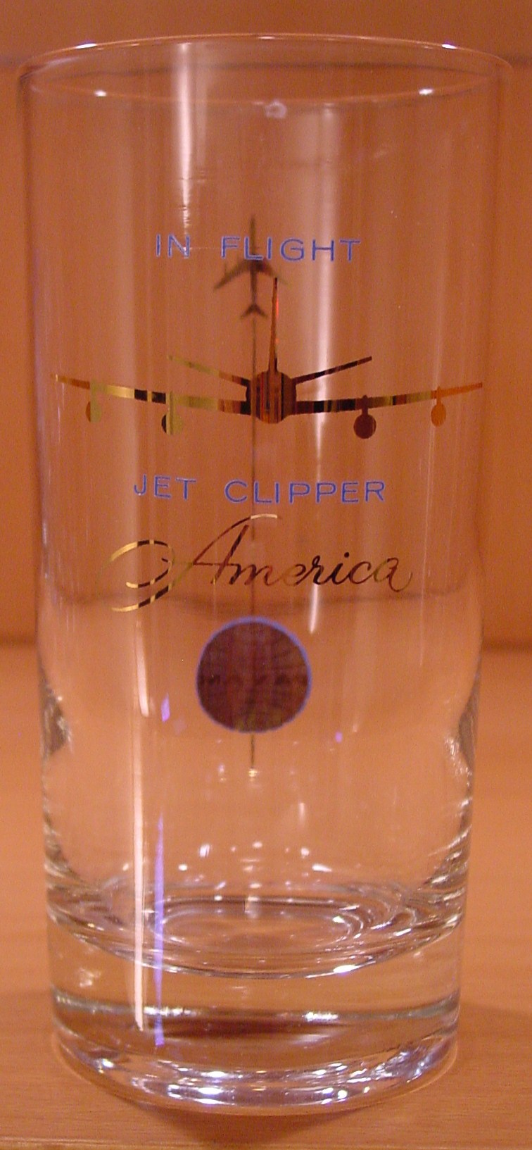1959  Pan Am promoted the name of the first Boeing 707 as Clipper America.  This glass would be from one of the first revenue flights with that aircraft, tail number, N707PA